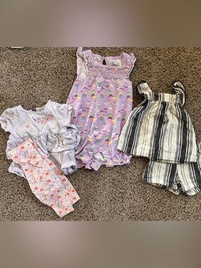 Lilac Chevron Baby Romper with Rainbow Arrows